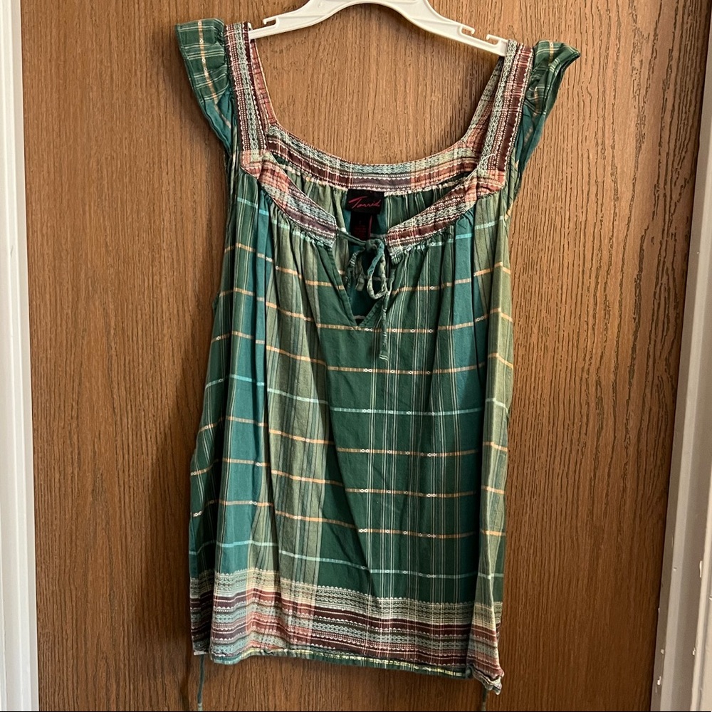 Torrid Green Plaid Blouse